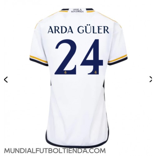 Camiseta Real Madrid Arda Guler #24 Primera Equipación Replica 2023-24 para mujer mangas cortas